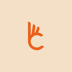 Fototapeta na wymiar Letter C finger logo design vector template 