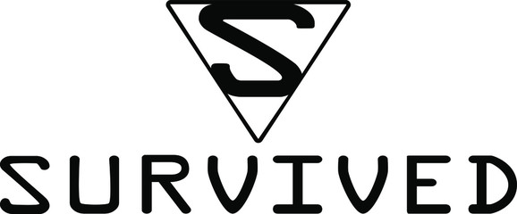 Survived SuperHero Sign, funny symbol of a person survived in 2020, ironic t-shirt print, print on mugs, cups and posters, modern hero emblem in 2020