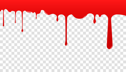 Red blood drips pattern. Dripping blood. Seamless pattern Current ink. Paint is dripping.