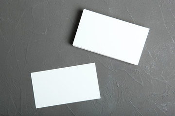 business cards on a colored background top view. Place to insert text