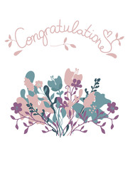 Greeting simple card in pastel colors with the inscription congratulations