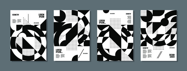 Minimal geometric posters set. Trendy design. Eps10 vector.