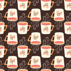 Coffee Mugs Vector Seamless Pattern