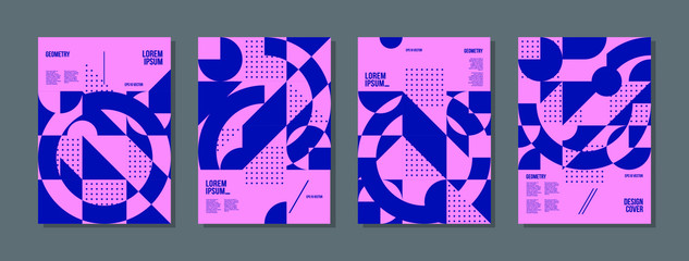 Minimal geometric posters set. Trendy design. Eps10 vector.