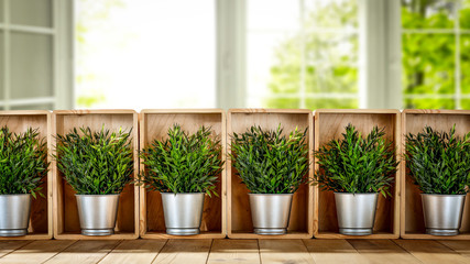 Desk of free space and spring window space 