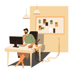 Fototapeta premium Designer freelancer working from home, student by laptop