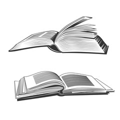 Open books black silhouettes.