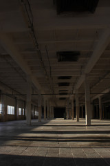 Naklejka na ściany i meble corridor with square columns in the warehouse