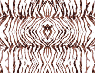 Brown zebra stripes animal print seamless fashion and home textiles pattern on white