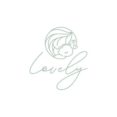 Beauty Mom Mother Mommy Woman with Baby for Nursing love affection logo design