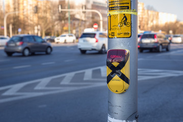 Switched off pedestrian push button in Warsaw after Polish government declared a state of epidemic...
