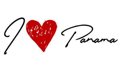 I love Panama Red Heart and Creative Cursive handwritten lettering on white background.