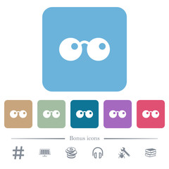 Sunglasses flat icons on color rounded square backgrounds
