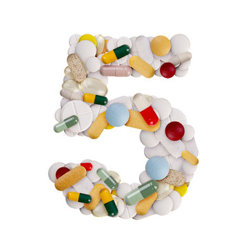 Number 5 made of pills