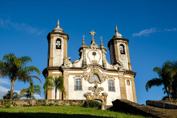 Fototapeta na wymiar The rococo style Nossa Senhora do Carmo church in Ouro Preto