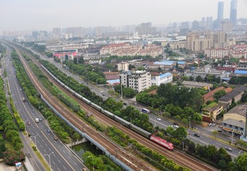 A train is about to enter Wuxi railway station on the busy Beijing Shanghai line