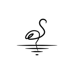 flamingo logo icon in trendy minimal line linear style