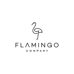 flamingo logo icon in trendy minimal line linear style