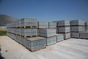 paving stone factory stock photo