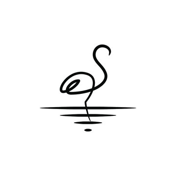 recommend clip art: flamingo logo icon in trendy minimal line linear style