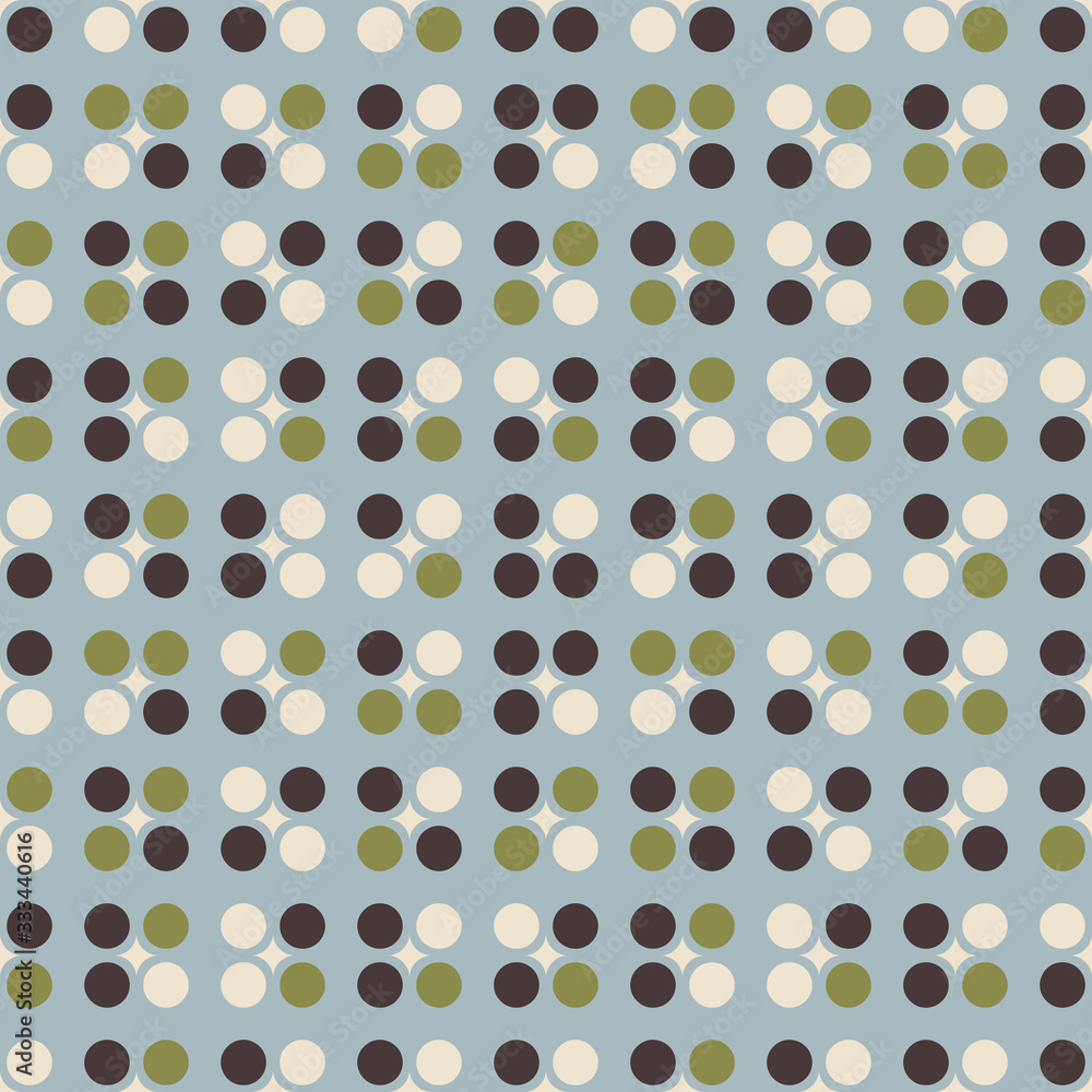 Poster Geometric seamless pattern. Vector background with simple shapes like semi cirles and squares in neutral muted pastel colors.