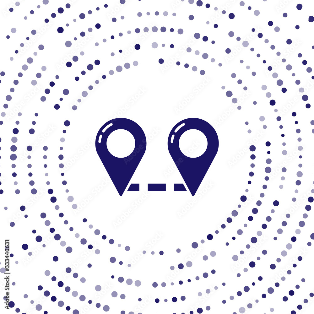 Poster blue route location icon isolated on white background. map pointer sign. concept of path or road. gp