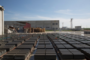 paving stone factory stock photo