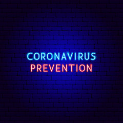 Fototapeta premium Coronavirus Prevention Neon Text