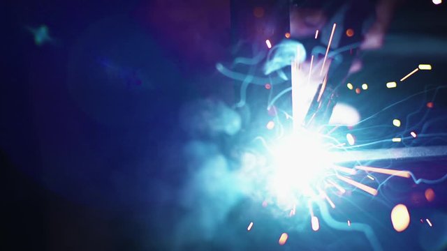 Welder Welding Steel Construction Slowmotion