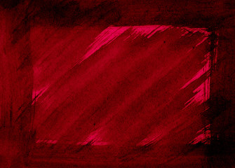 Rich burgundy watercolor frame with torn strokes and stripes. Abstract background for design, template and patterns.