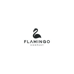 flamingo logo icon in trendy minimal line linear style © Ramosh Artworks