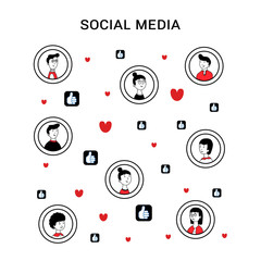 concept of communication in social networks. speech bubble icons with a group of people from different countries.vector illustration in flat design on a white background.for articles,web design,blogs