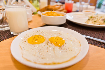 Half Fry Egg on a plate. 