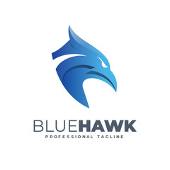 Blue Hawk Logo Vector Design Template. Eagle Head Logo. Bird Logo