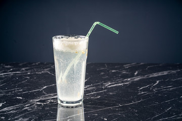 mineral water with lemon