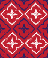 Vector seamless pattern design with ikat ornaments