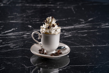 con panna on stone background stock photo