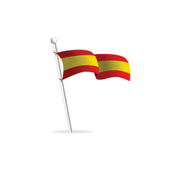 Realistic flag on white background. Spain. Vector illustration