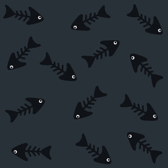 Naklejka premium skeleton fish, vector, art, illustration