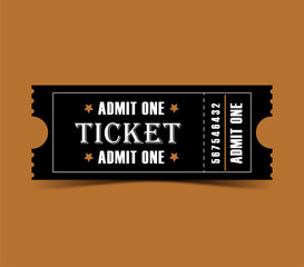 Black ticket for one person on a colored background