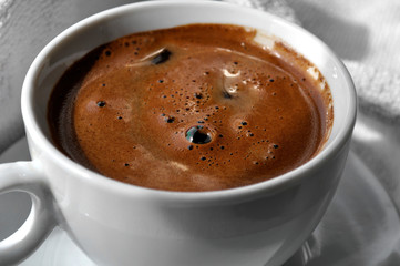 Foam of Turkish coffee with bubble