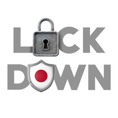 Japan country lockdown concept during global crisis. 3D Render