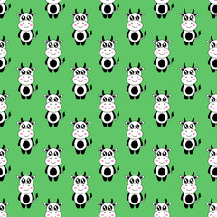 Obraz premium Seamless pattern cute cow cartoon .vector and illustration