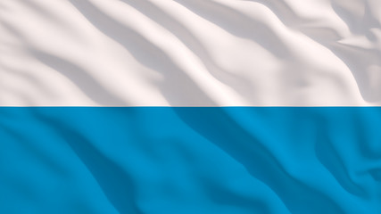 Striped Flag of Bavaria on Waving Texture