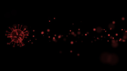 Background Corona Virus (COVID-19)  3D Rendering. Red bacterium for Banner background with copy space