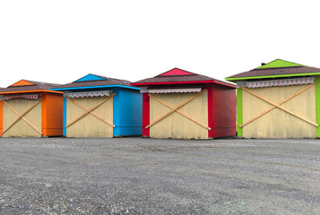 multicolor market beach huts vacation boutique kiosk