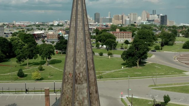 Detroit Downtown Skyline Drone Reveal