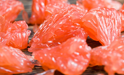 a piece of peeled grapefruit