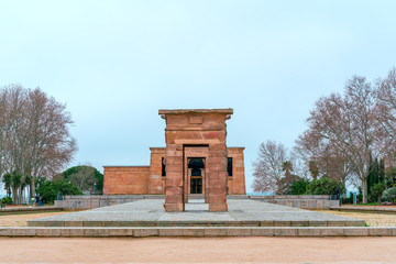 Temple of Debod, an ancient Egyptian temple in Madrid, Spain located near the Royal Palace of Madrid.