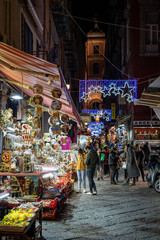 Fototapeta na wymiar The beautiful city of Naples Italy at night